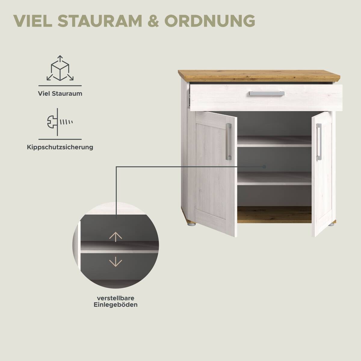 Schuhschrank Verona Sibiu Lärche Nachbildung Eiche Artisan Nachbildung B/H/T: ca. 95x92x39 cm