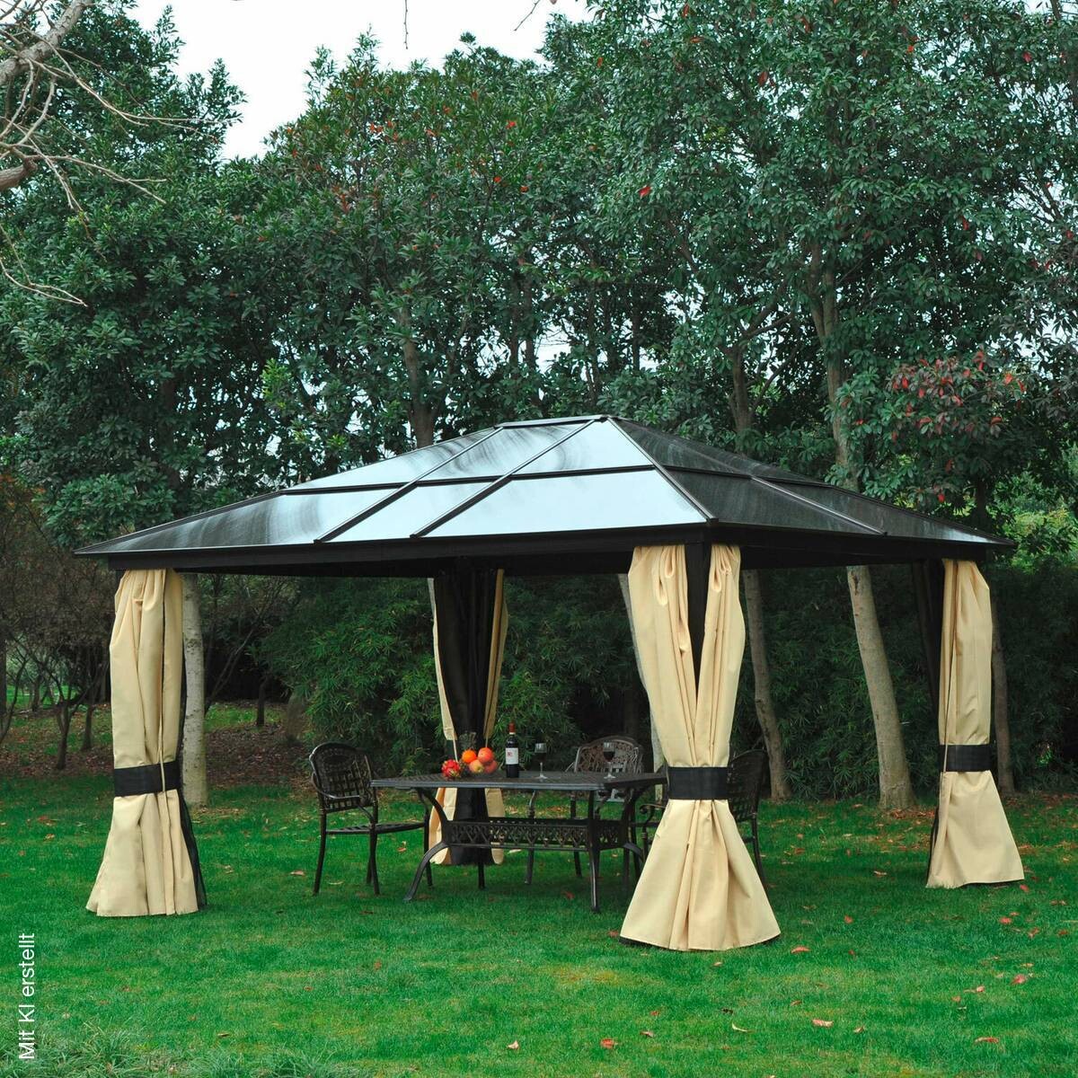 Outsunny Pavillon braun Aluminium B/H/L: ca. 360x265x420 cm