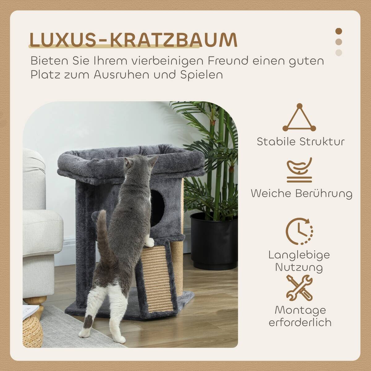 PawHut Kratzbaum dunkelgrau Spanplatte B/H/L: ca. 40x57x40 cm
