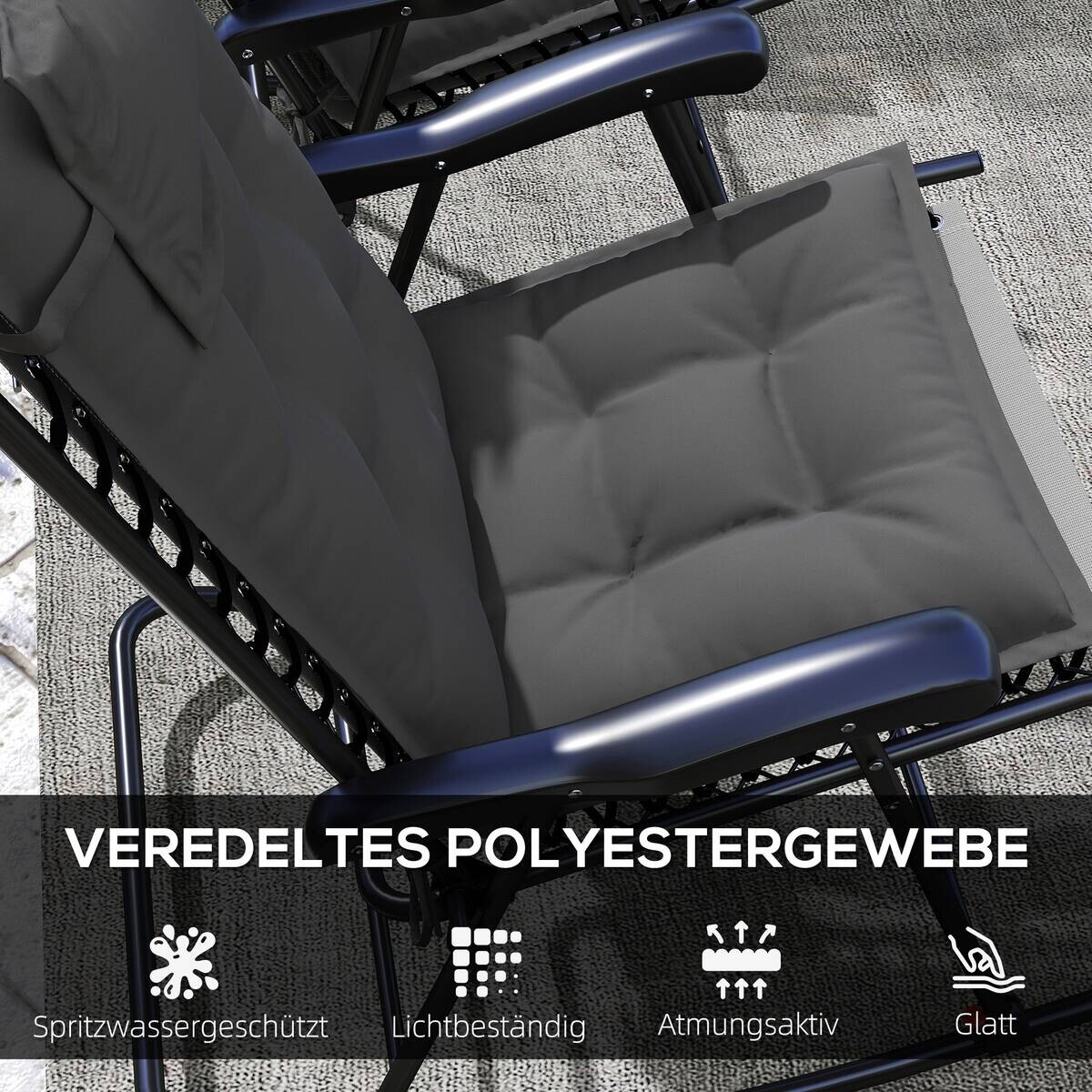 Outsunny Liegenauflage 2er Set dunkelgrau Polyester B/H/L: ca. 50x5x116 cm