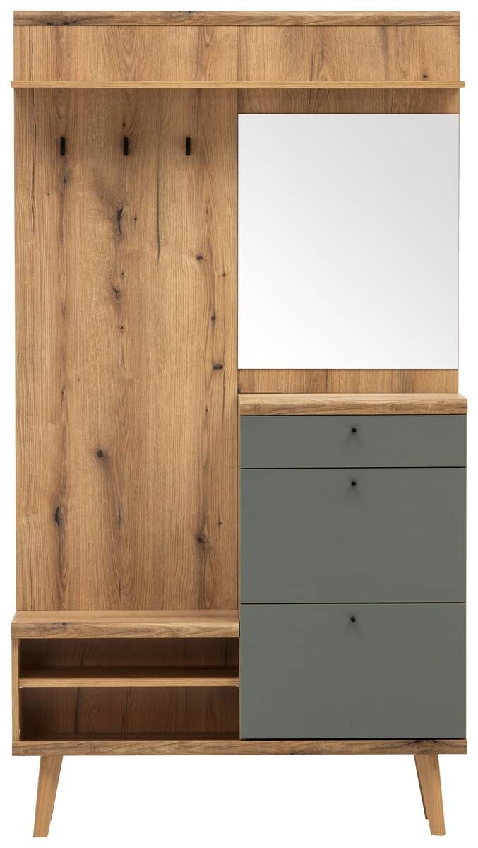 Kompaktgarderobe Alva Eiche Evoke Coast Nachbildung salbei B/H/T: ca. 110x200x34 cm