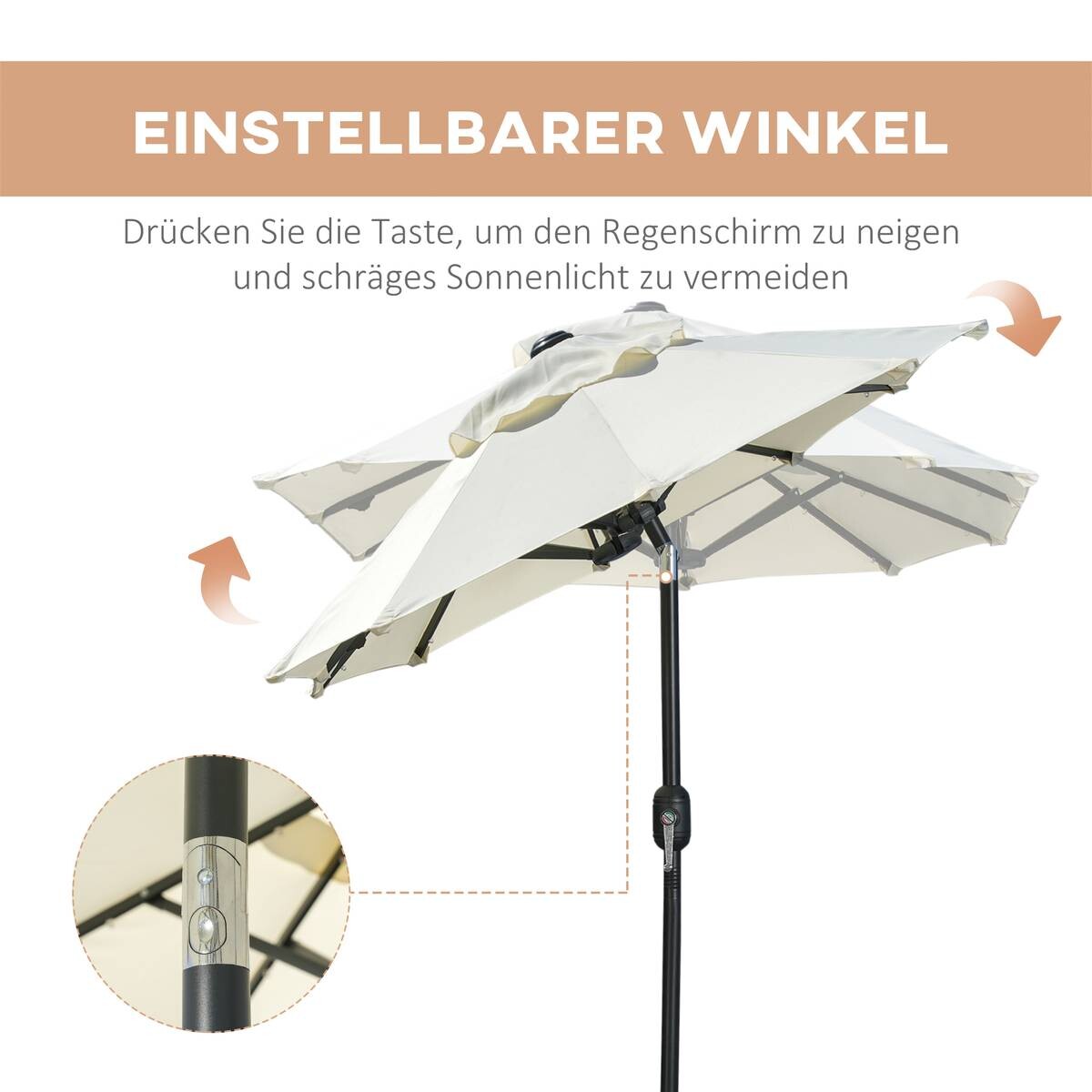 Outsunny Doppelseitiger Sonnenschirm beige Stahl B/H/L: ca. 150x219x295 cm