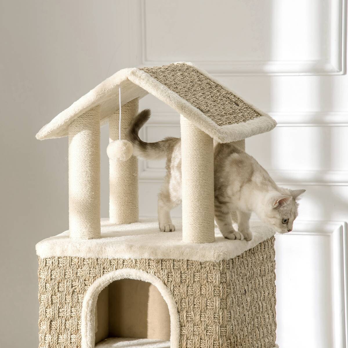 PawHut Kratzbaum beige Polyester B/H/L: ca. 40x131x69 cm