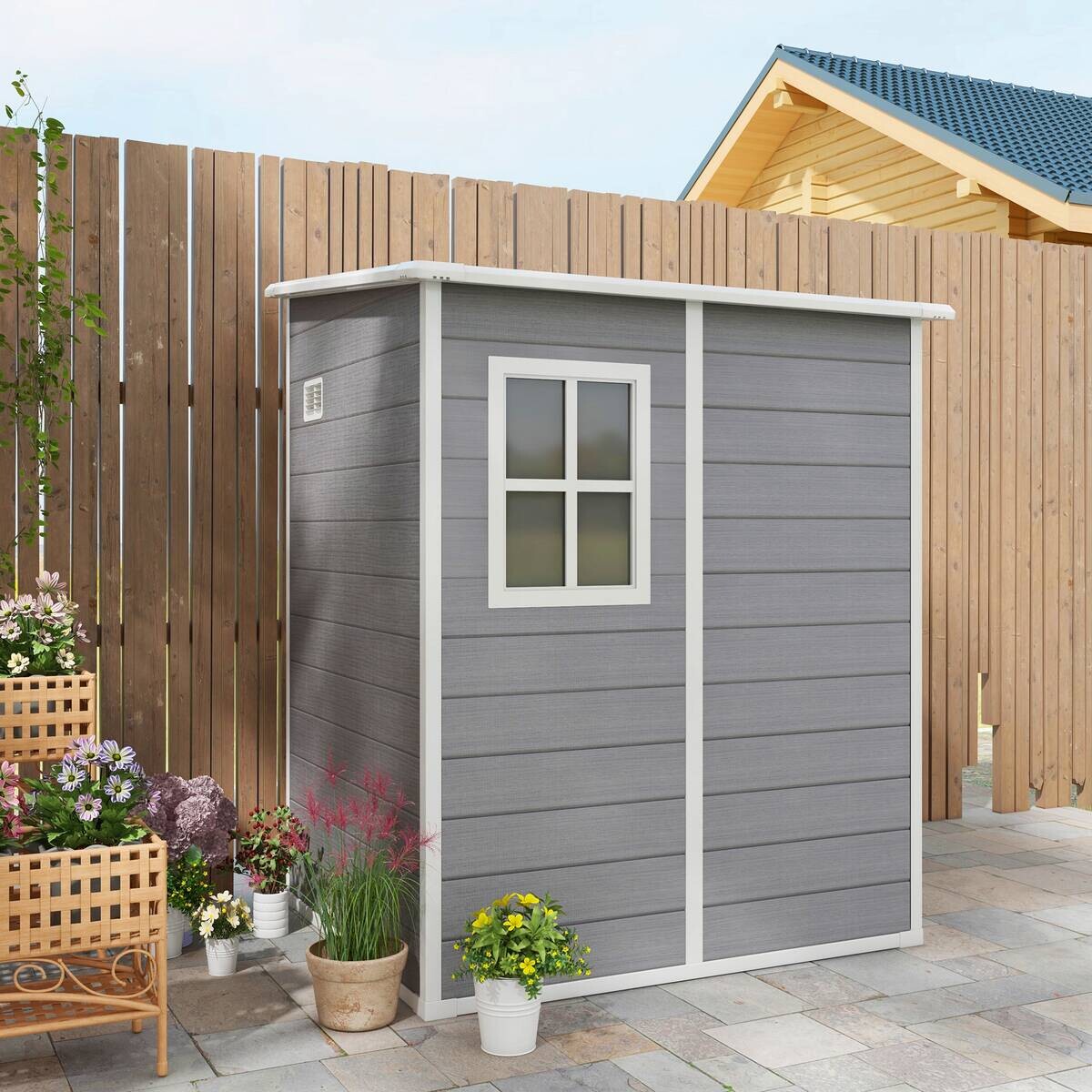 Outsunny Gartenhaus grau B/H/L: ca. 149x192x122 cm