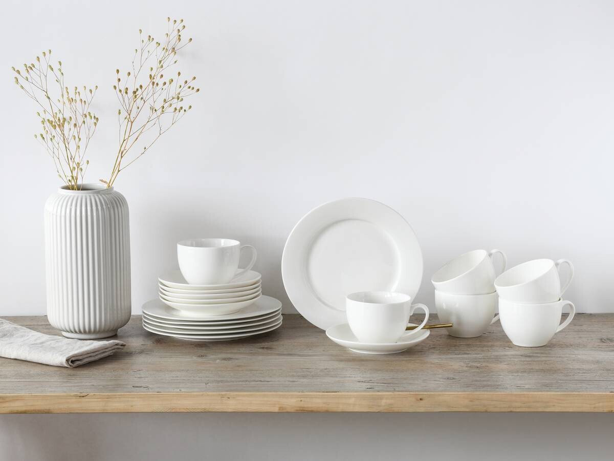 CreaTable Kaffeeservice Fleur Royal cremeweiß Porzellan 18 tlg.