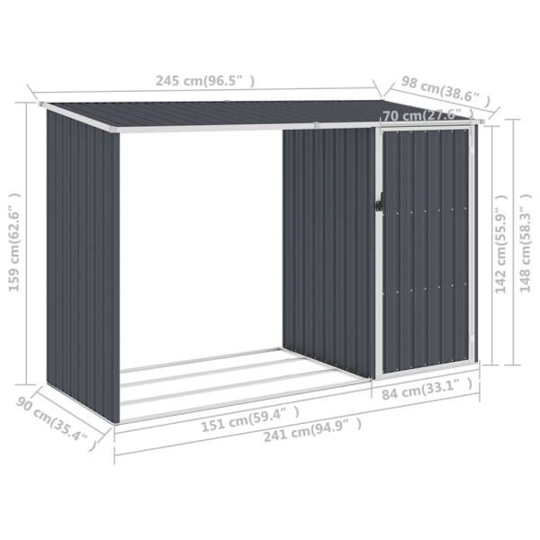 vidaXL Gartenhaus anthrazit B/H: ca. 245x159 cm