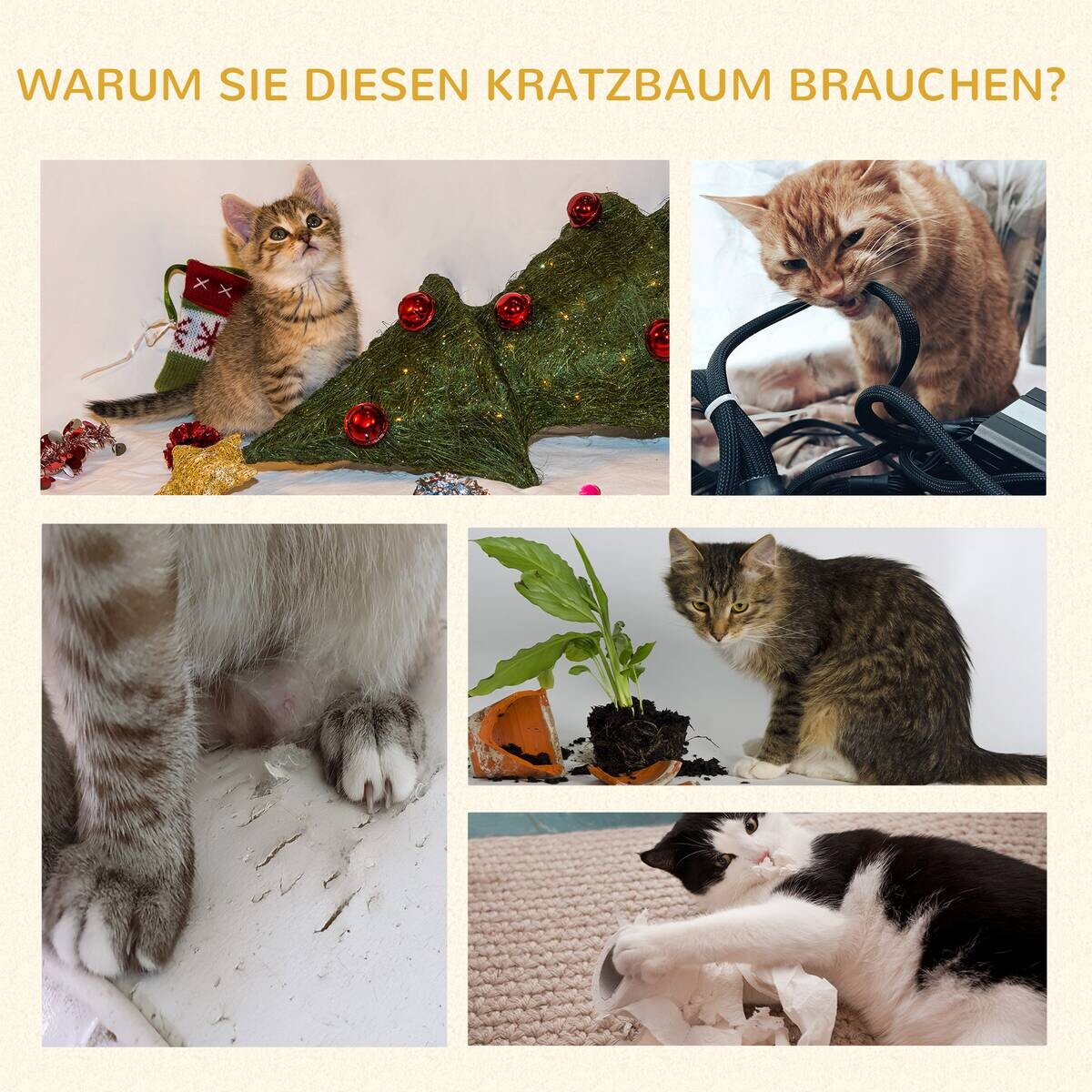 PawHut Kratzbaum grau Edelstahl B/H/L: ca. 40x60x142 cm