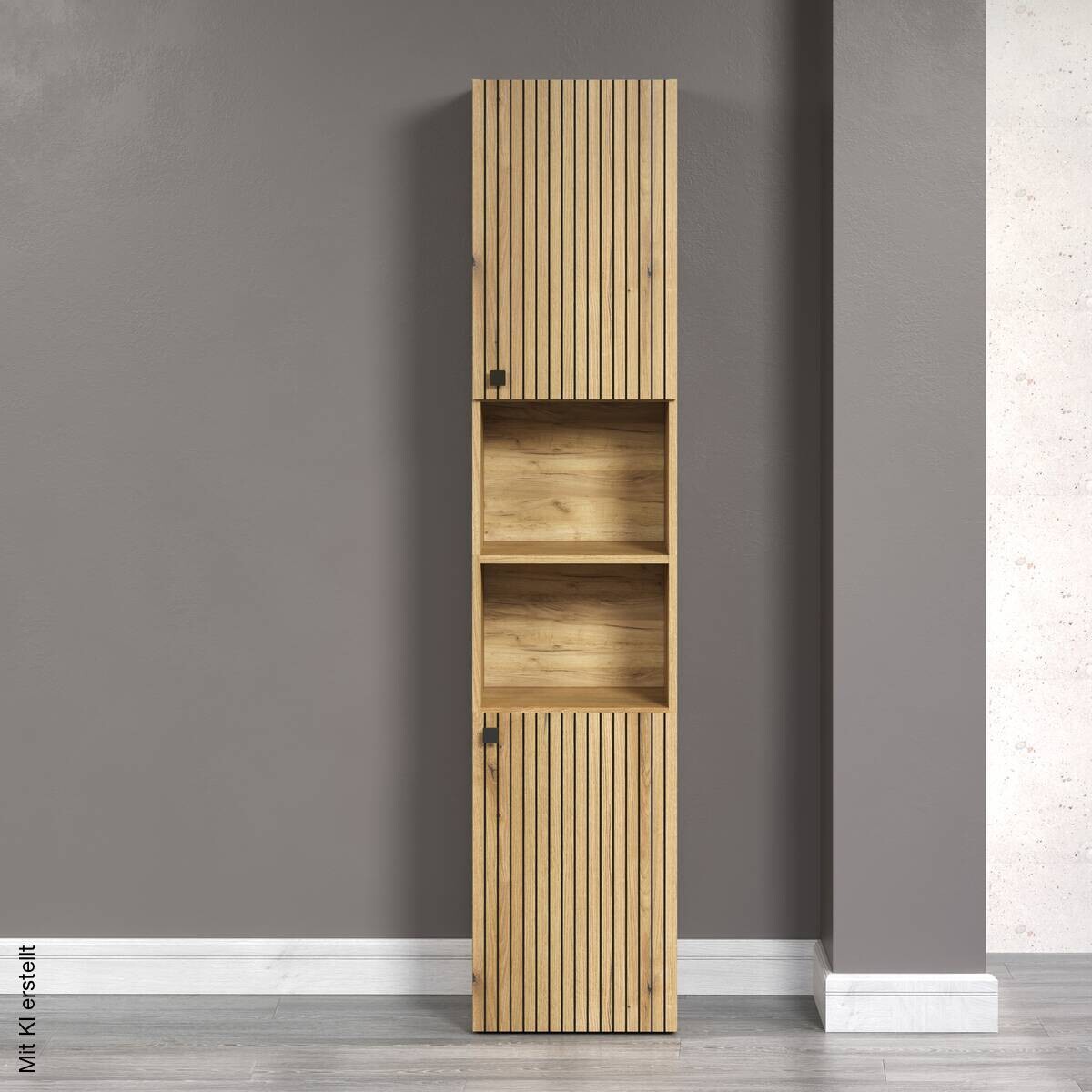 Hochschrank Pure Bliss Eiche Evoke Oak Nachbildung schwarz B/H/T: ca. 40x186x31 cm