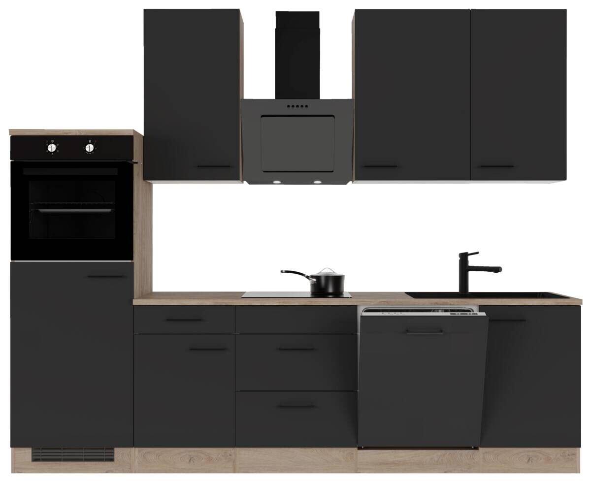 Küchenblock Capri schwarz matt B/T: ca. 280x60 cm