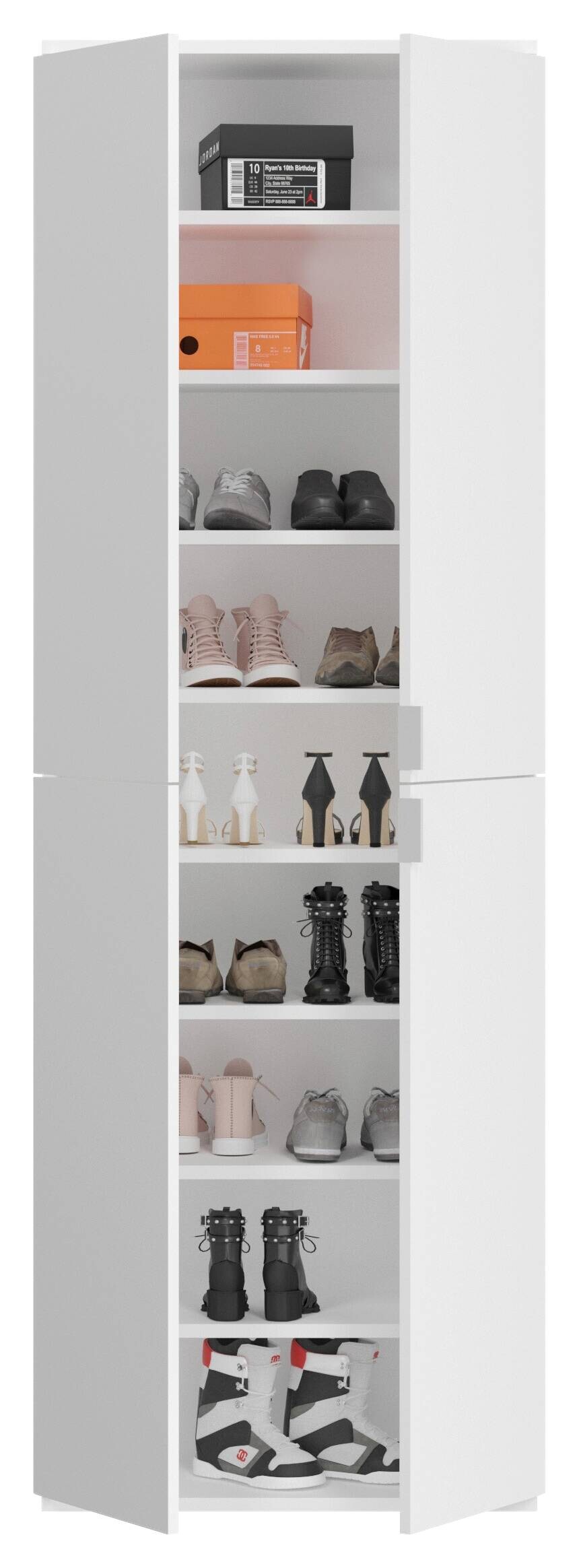 Garderobe PROJEKT weiß Eiche Artisan Nachbildung weiß Hochglanz B/H/T: ca. 212x193x34 cm