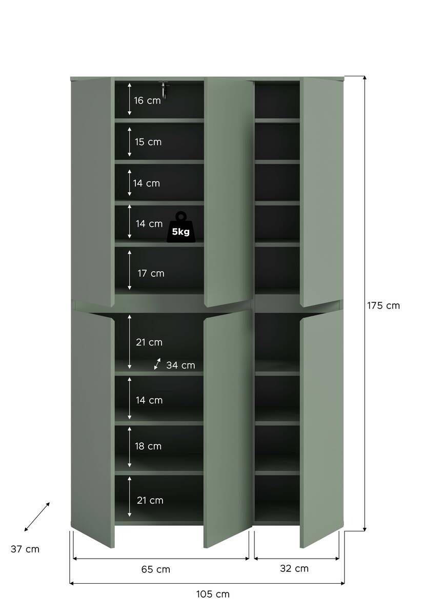 Schrank SCARPA grün B/H/T: ca. 105x175x37 cm
