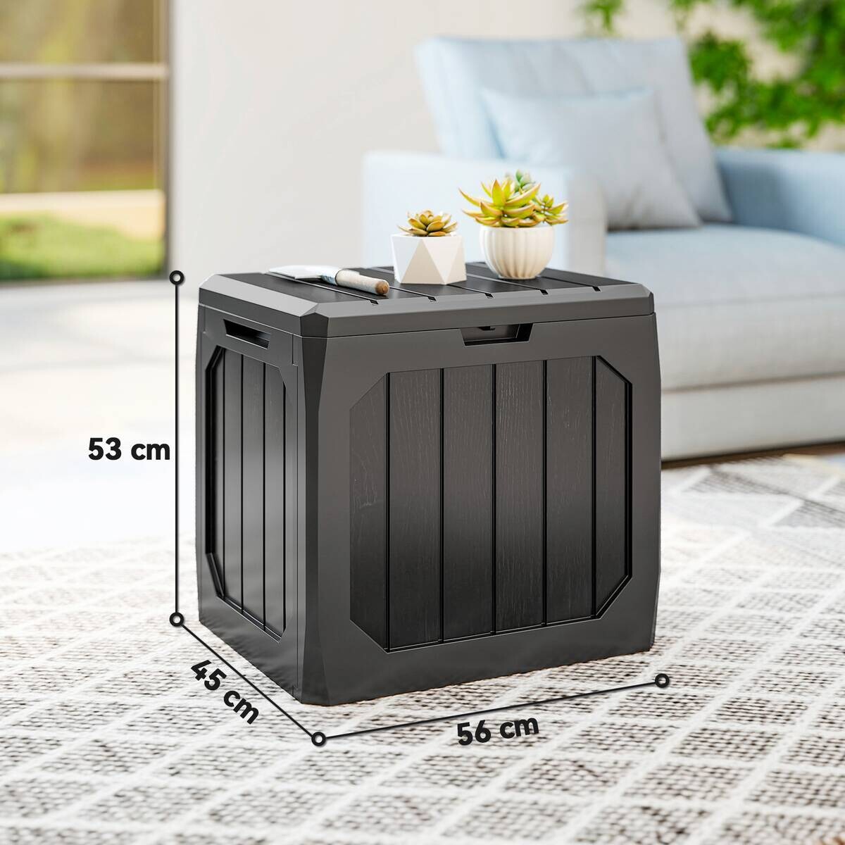 Outsunny Auflagenbox schwarz Kunststoff B/H/L: ca. 45x53x56 cm