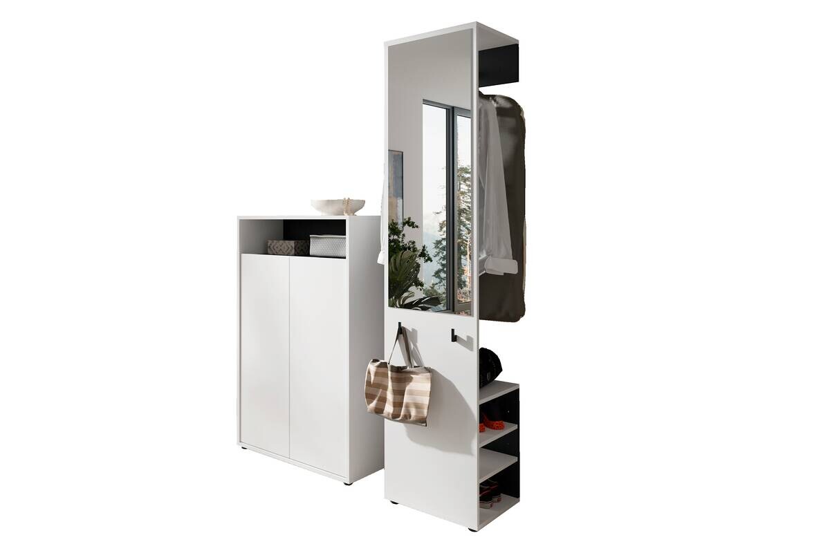 Garderobe Lyon weiß schwarz B/H/T: ca. 70x115x33,5 cm