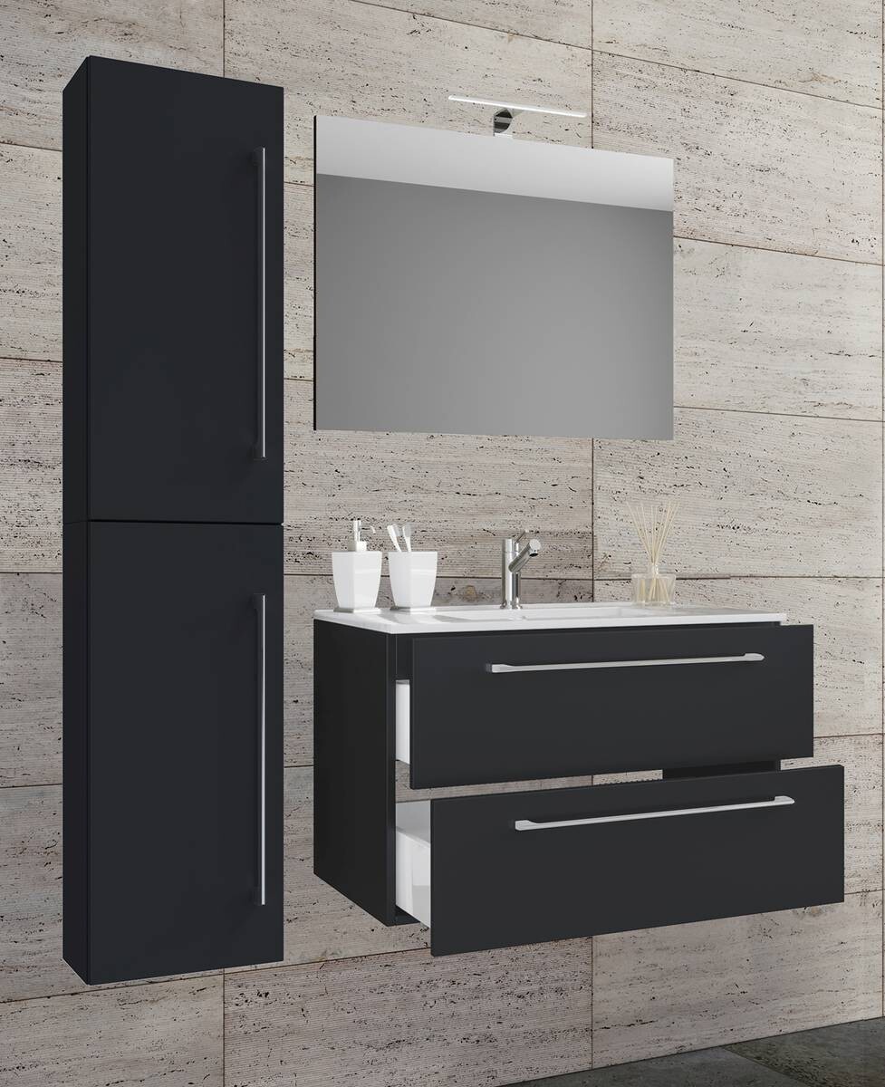 Waschplatz 4tlg-Badinos schwarz B/H/T: ca. 61x52x46 cm