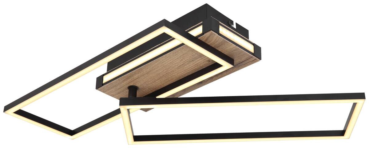 GLOBO LED-Deckenleuchte 67299D dunkelbraun mattschwarz Kunststoff MDF Metall B/H/T: ca. 49x10x60 cm
