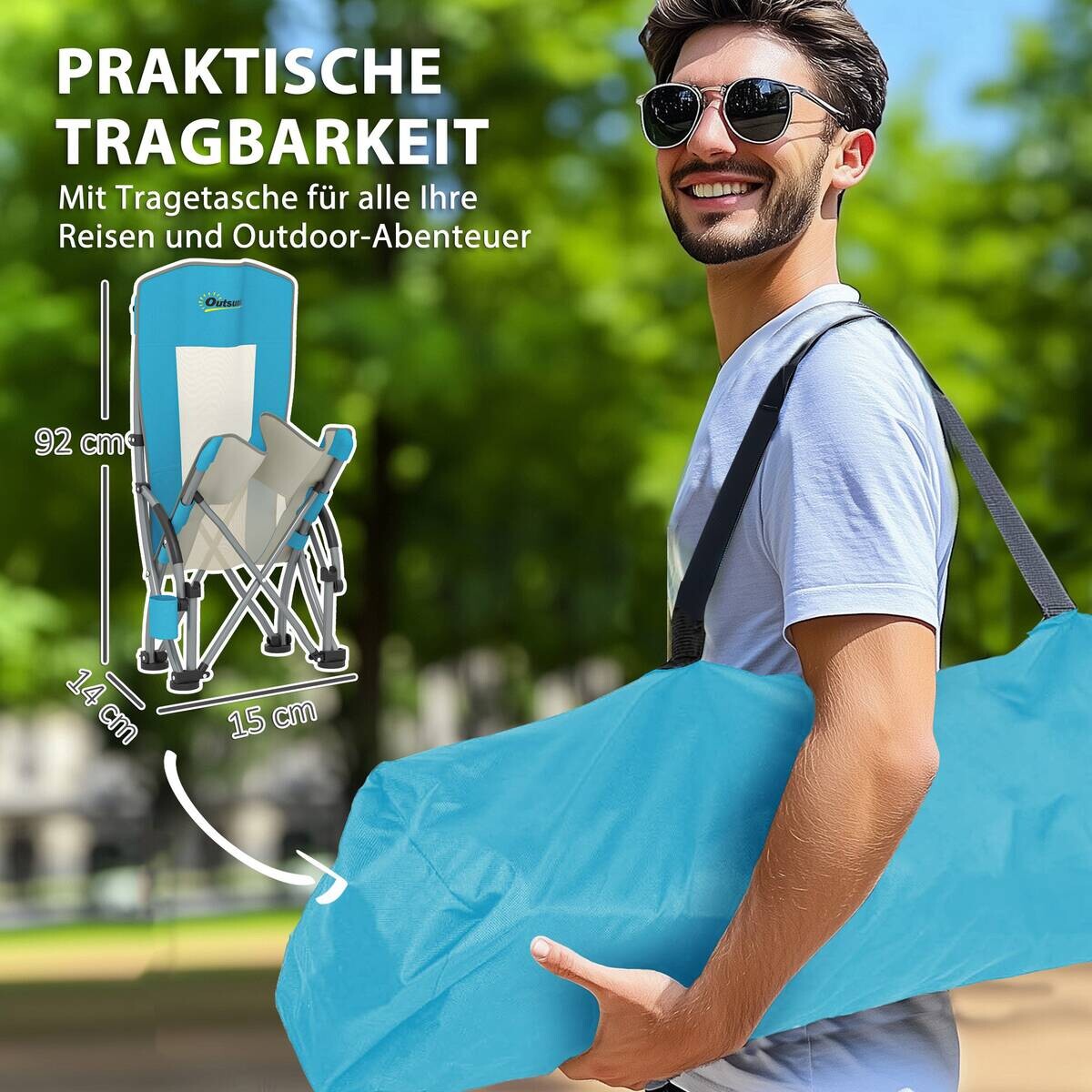 Outsunny Campingstuhl blau Metall B/H/L: ca. 58x79x70 cm