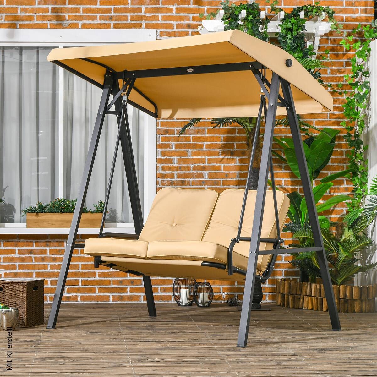 Outsunny Hollywoodschaukel beige Stahl B/H/L: ca. 106x174x138 cm