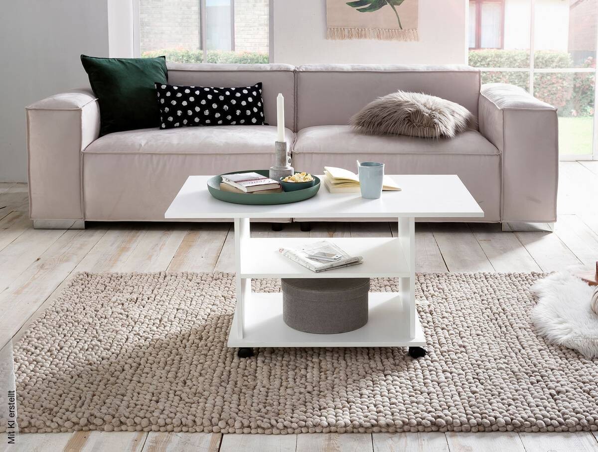Couchtisch weiß B/H/T: ca. 95x51x54 cm