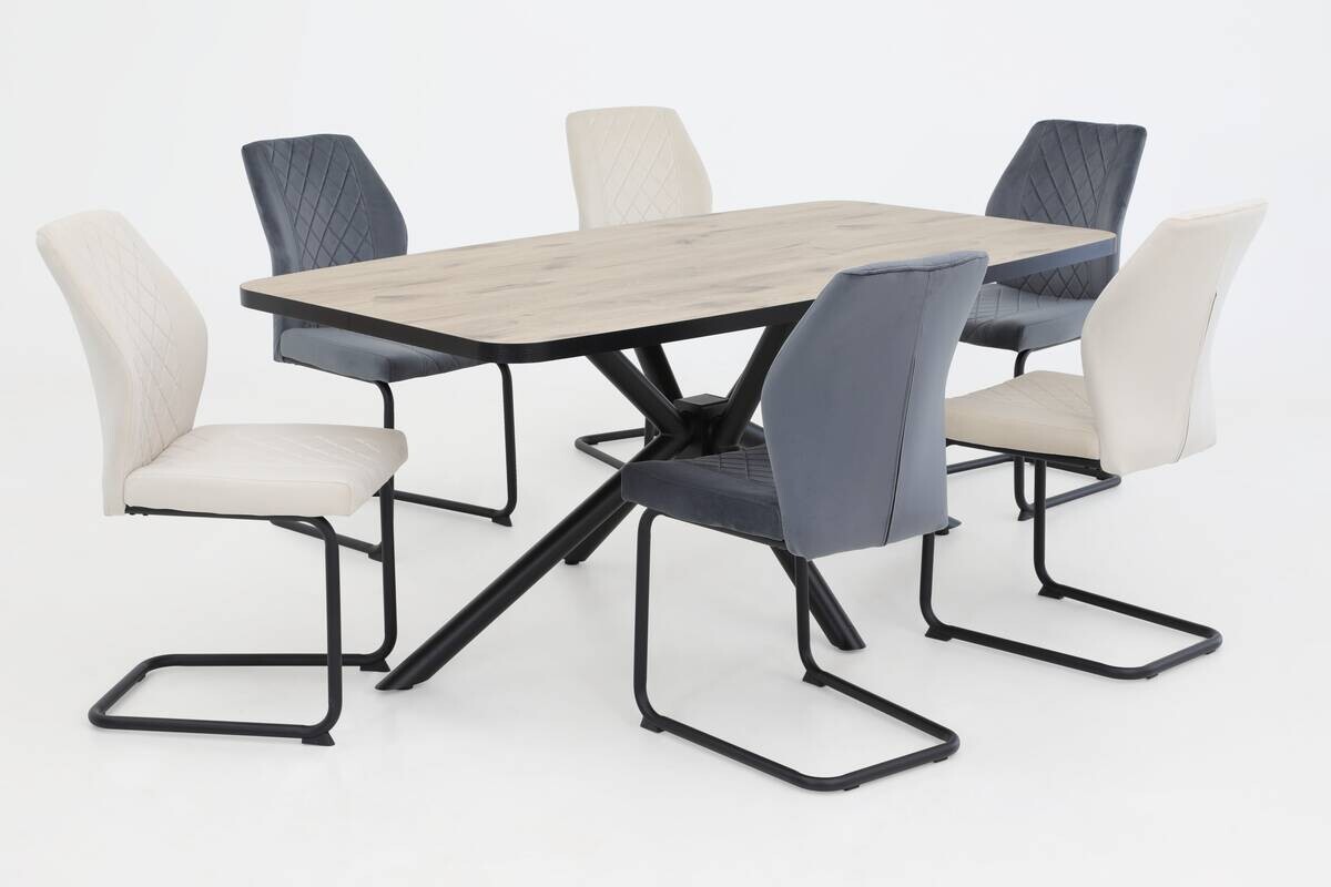 Schwingstuhl Oslo, 4er-Set beige Microfaser B/H/T: ca. 45x92x60 cm