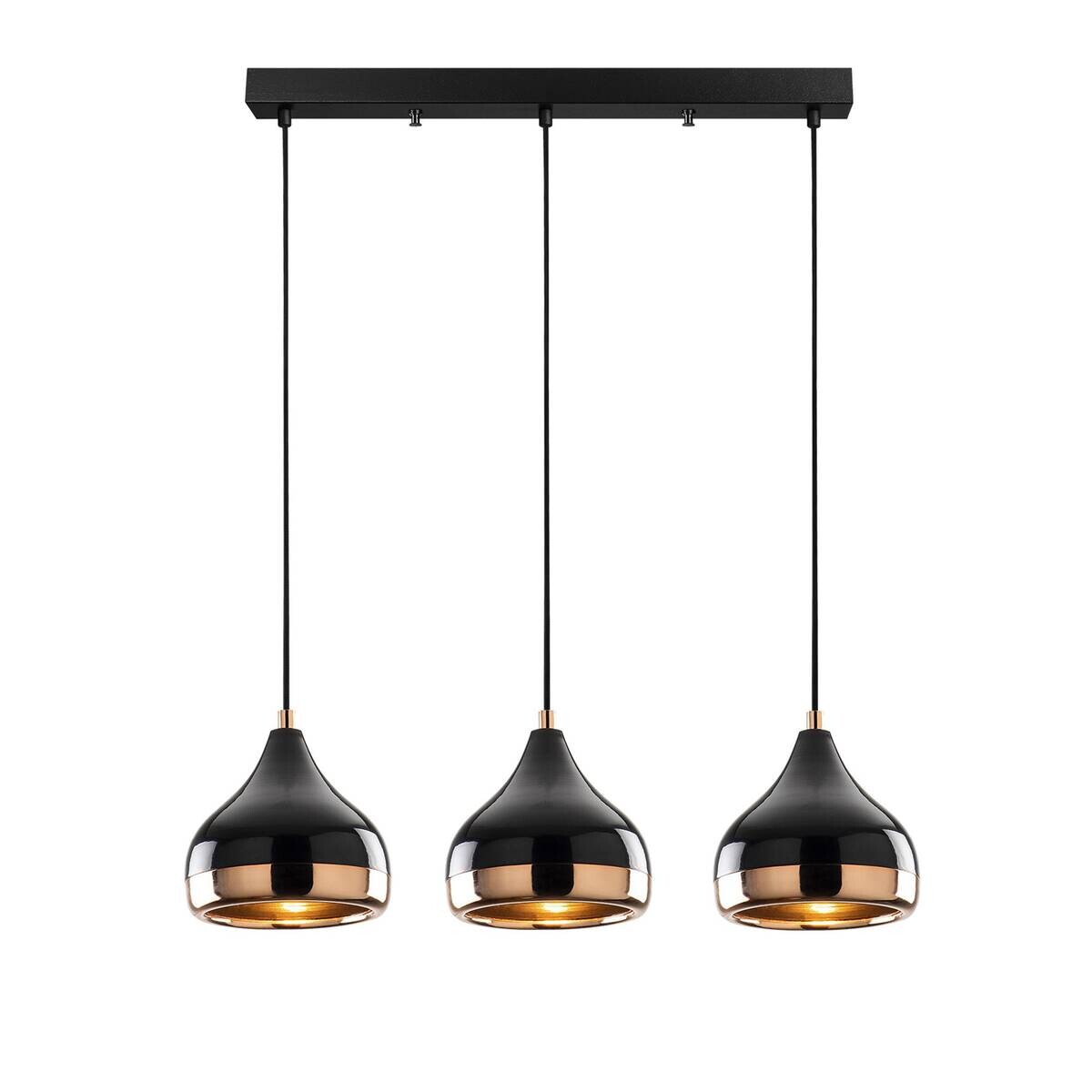 Opviq Pendelleuchte Yildo schwarz Kupfer Metall B/H/T/L/D: ca. 17x111x17x67x17 cm E27 3 Brennstellen