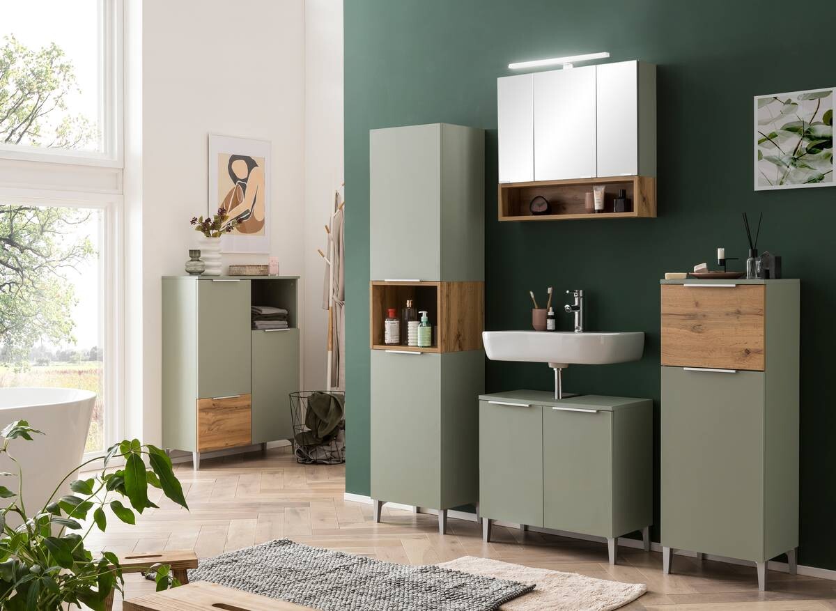 Midischrank Smilla Pistazie Eiche Landhaus Nachbildung B/H/T: ca. 80,4x109,6x31,9 cm