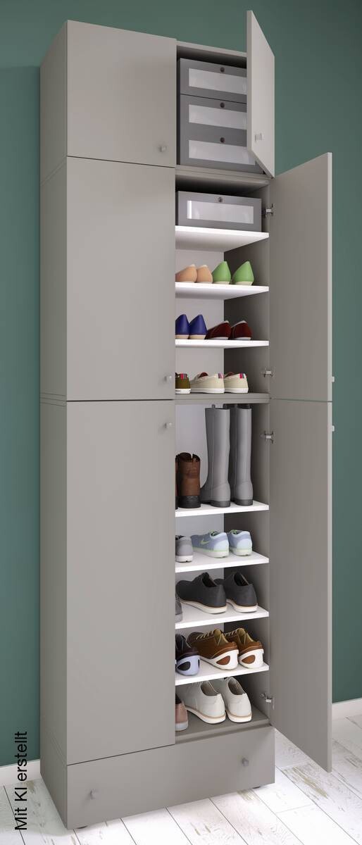 Schuhschrank Lona grau weiß B/H/T: ca. 70x240x39 cm