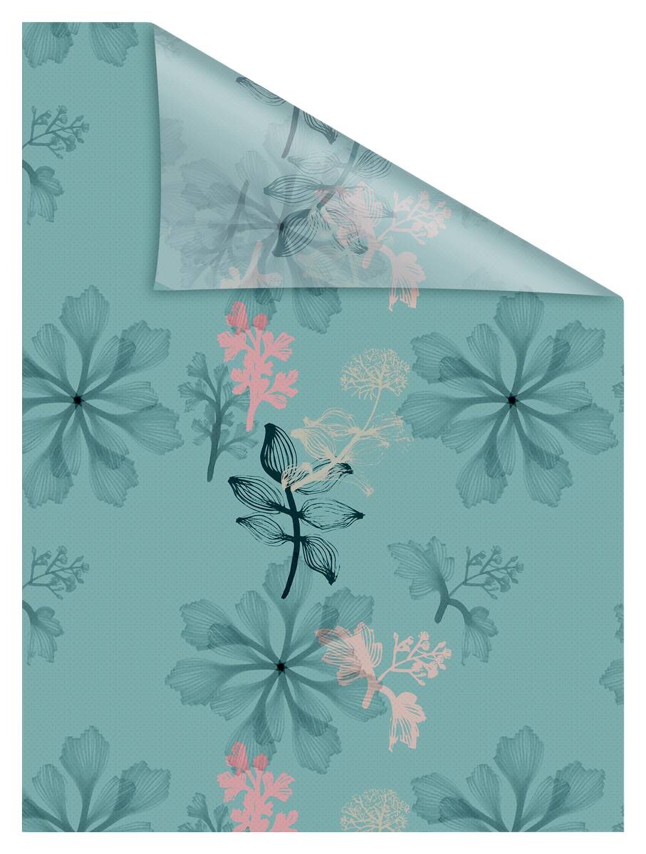 LICHTBLICK Fensterfolie Aqua Floral Floral Aqua Floral blau B/L: ca. 100x180 cm