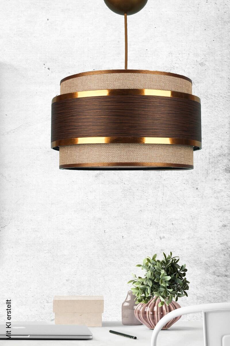 Opviq Pendelleuchte braun Kunststoff Stoff B/T/L: ca. 28x28x28 cm E27 1 Brennstellen