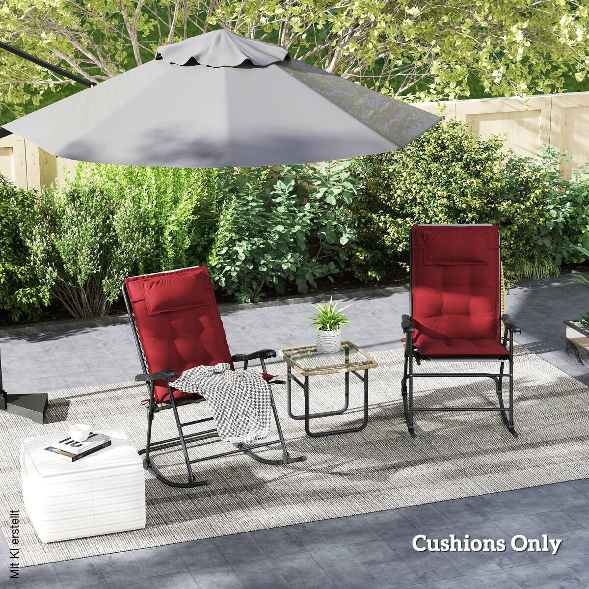 Outsunny Liegenauflage 2er Set weinrot Polyester B/H/L: ca. 50x5x116 cm