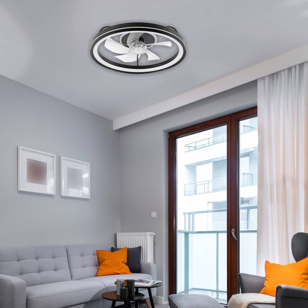 Lamkur LED-Deckenventilator Falco schwarz H/L: ca. 17x50 cm max. 40 W