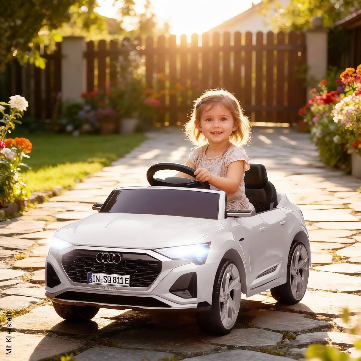 AIYAPLAY Kinder Elektroauto weiß B/H/L: ca. 49,5x43x98 cm