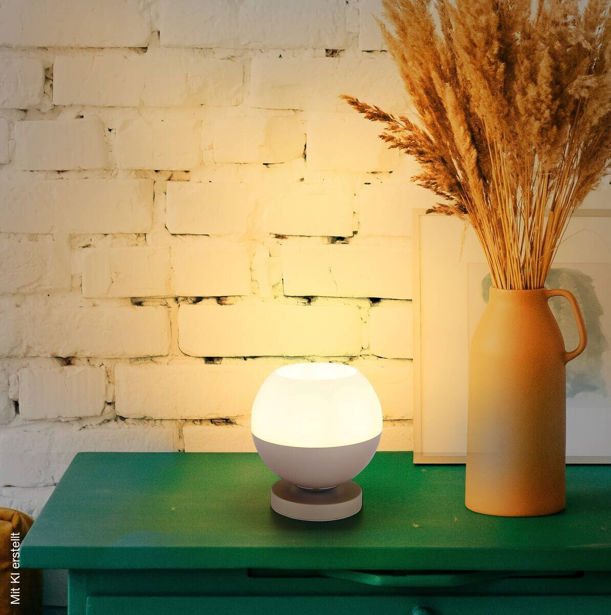 GLOBO Tischleuchte weiß Opal sand Metall Textil Glas H/D: ca. 21x20 cm E27 1 Brennstellen