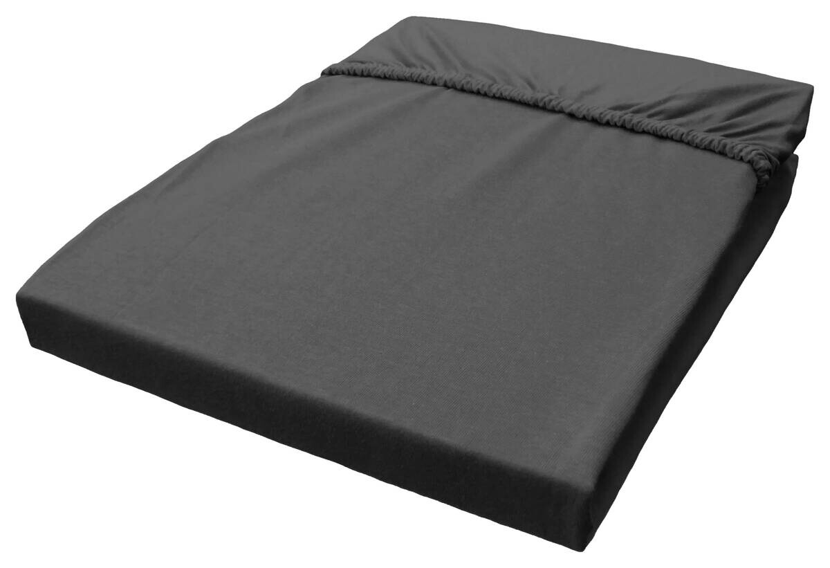 Boxspring Spannbetttuch anthrazit Baumwolle B/H/L: ca. 180x40x200 cm