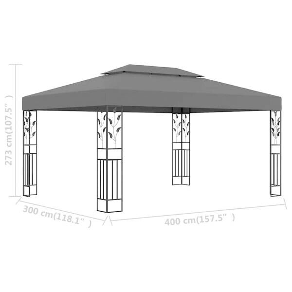 vidaXL Pavillon anthrazit Polyester B/H/L: ca. 300x273x300 cm