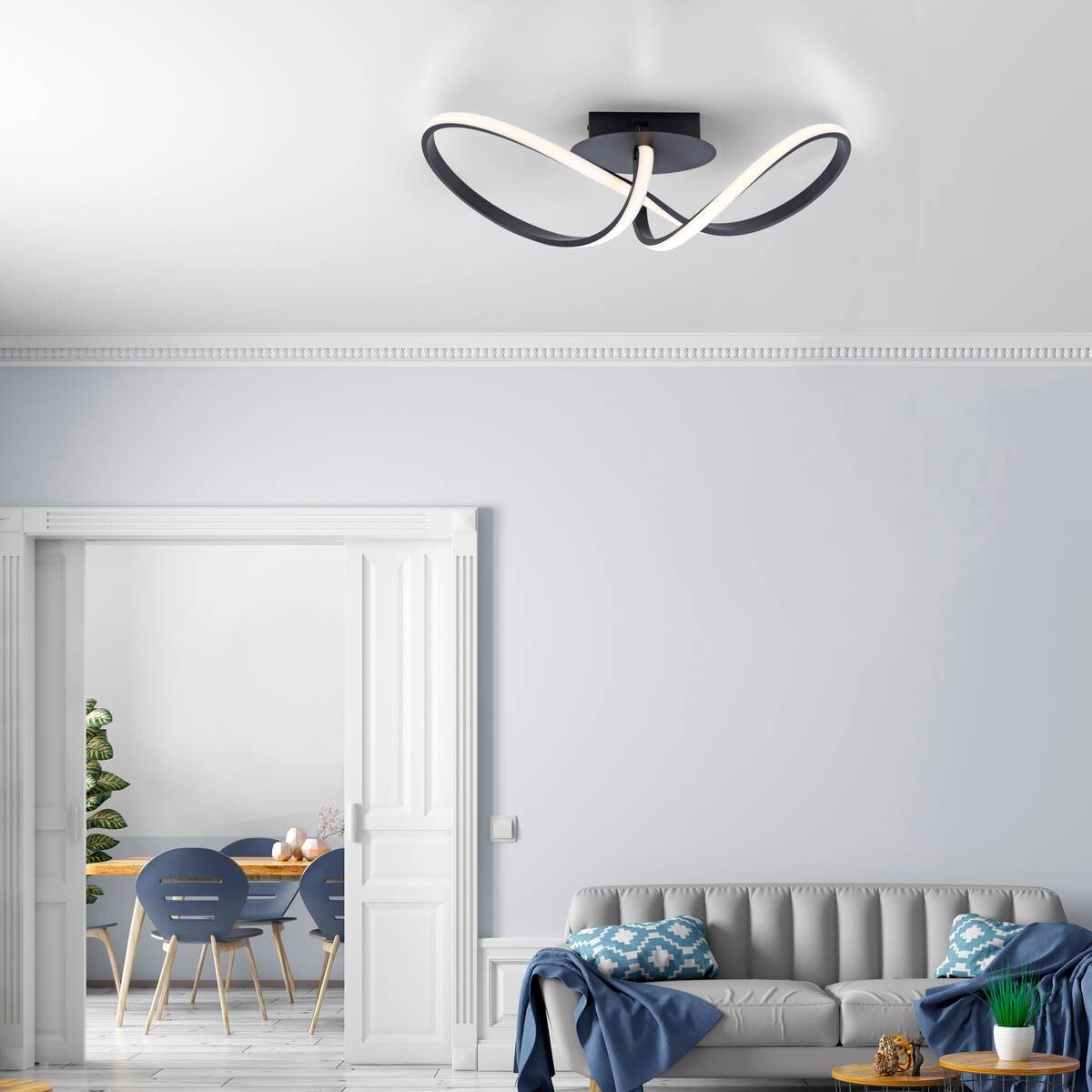 Just Light LED-Deckenleuchte MARIA 15403-18 schwarz Aluminium Kunststoff B/H/T: ca. 24,5x27x61 cm 1 Brennstellen