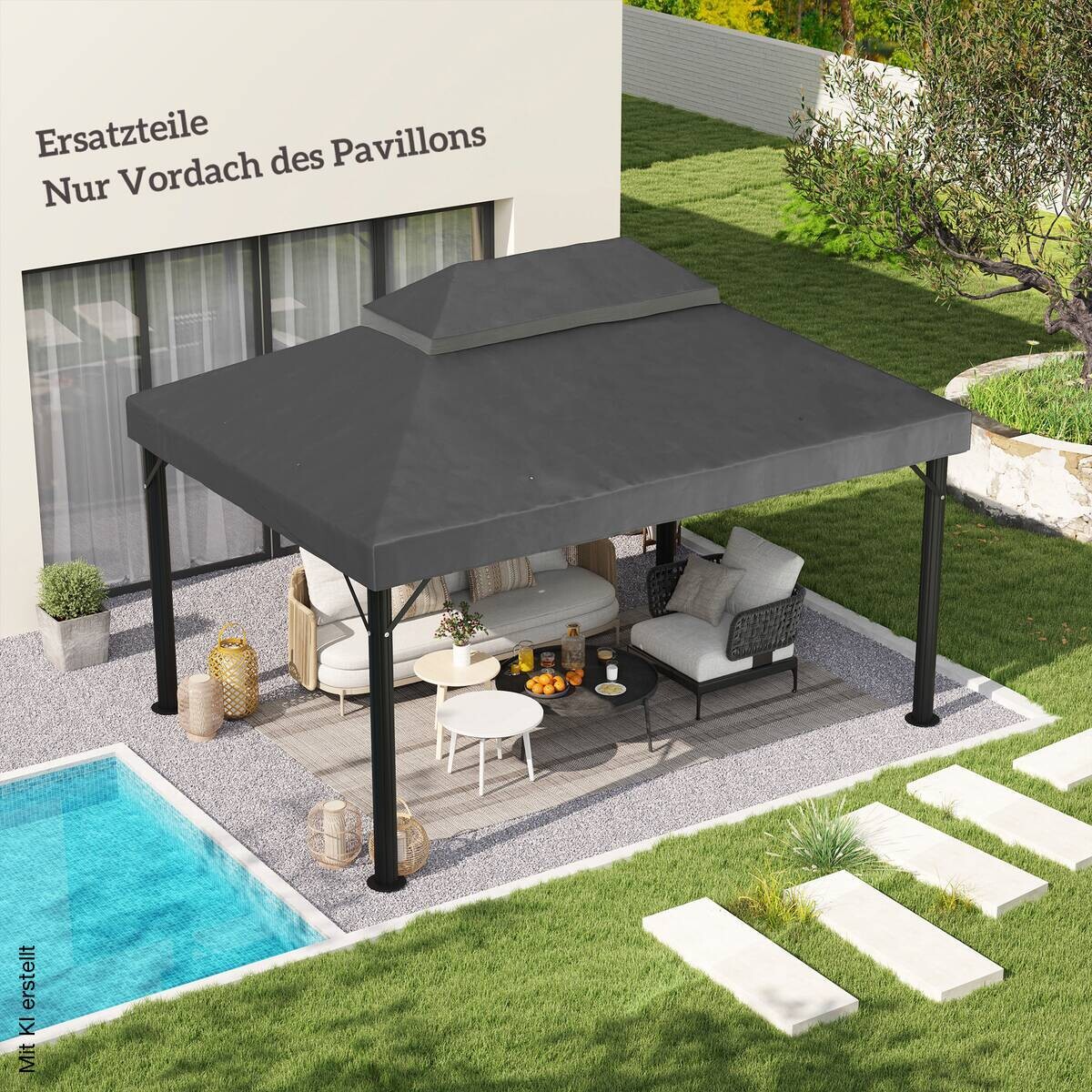 Outsunny Ersatzdach dunkelgrau Stoff B/H/L: ca. 300x1x400 cm
