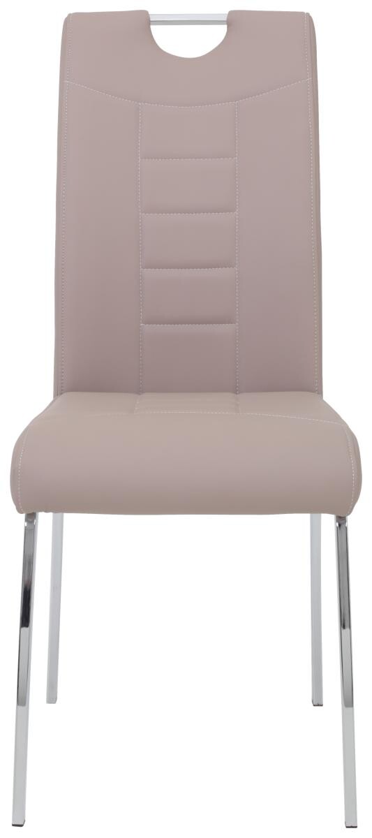 Stuhl Andrea 4er Set Cappuccino Chrom Kunstleder Metall B/H/T: ca. 43x100x64 cm