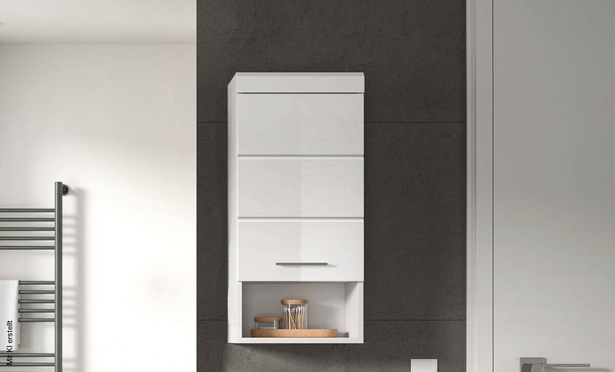 Badhängeschrank Scout weiß weiß Hochglanz B/H/T: ca. 37x79x24 cm