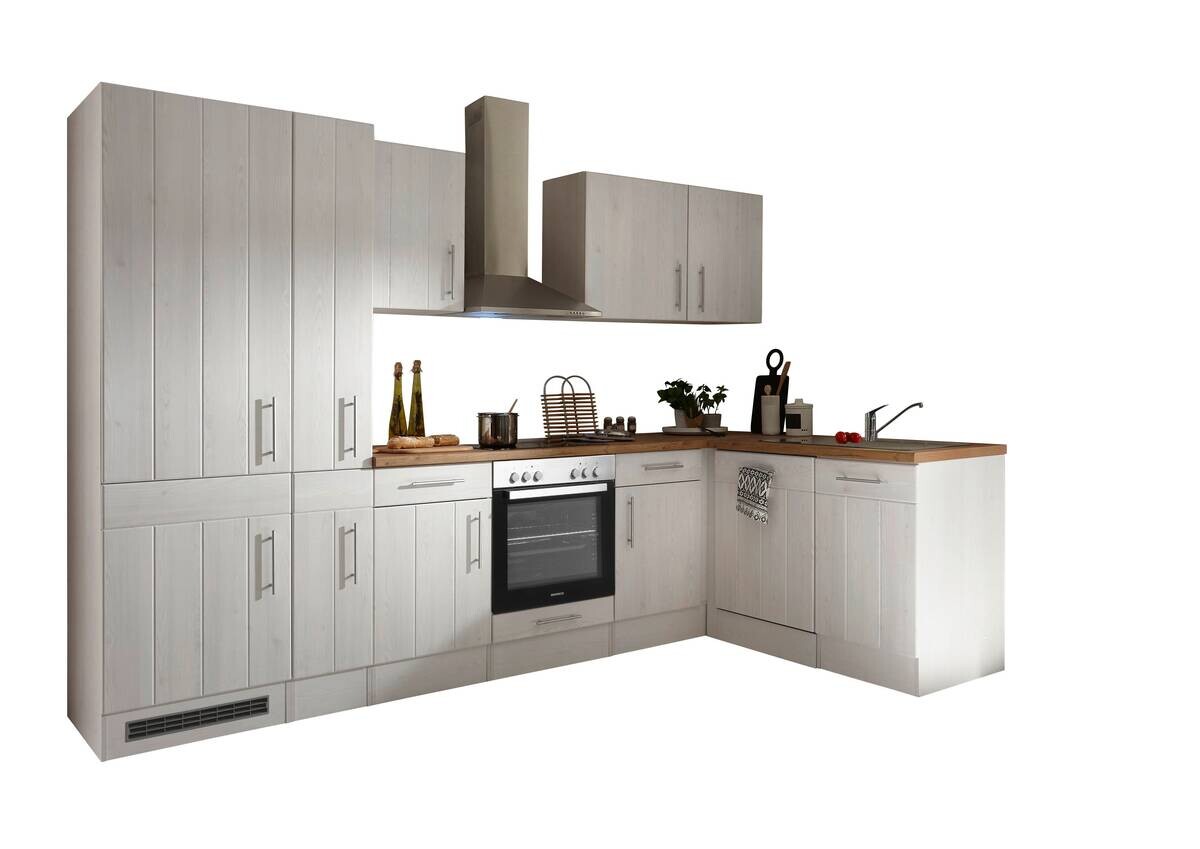 Respekta Winkelküche BERPL310LHWC weiß Lärche Nachbildung B/H/T: ca. 310x211x172 cm