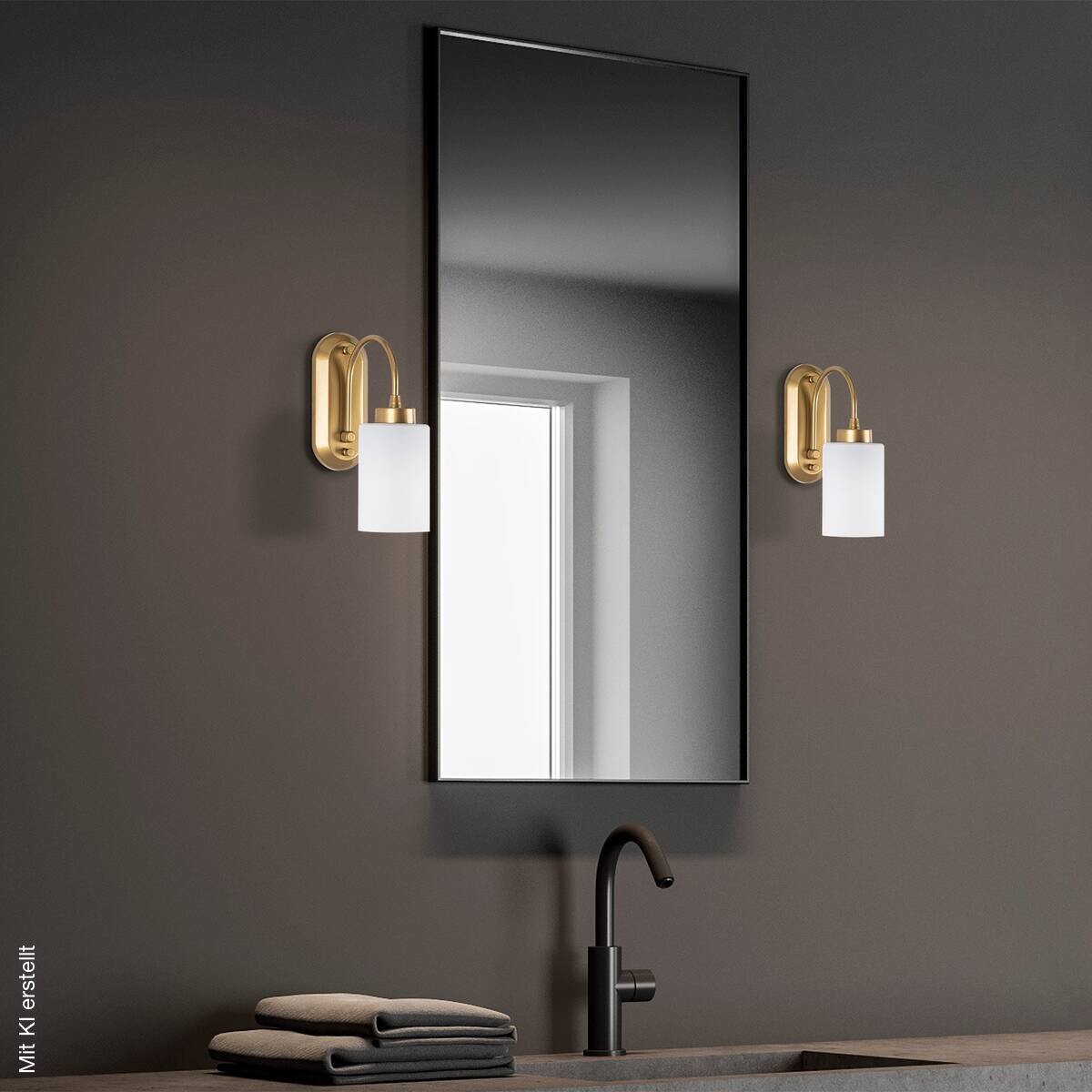 Opviq Wandleuchte gold Metall Glas B/H/L: ca. 21x28x10 cm E27 1 Brennstellen