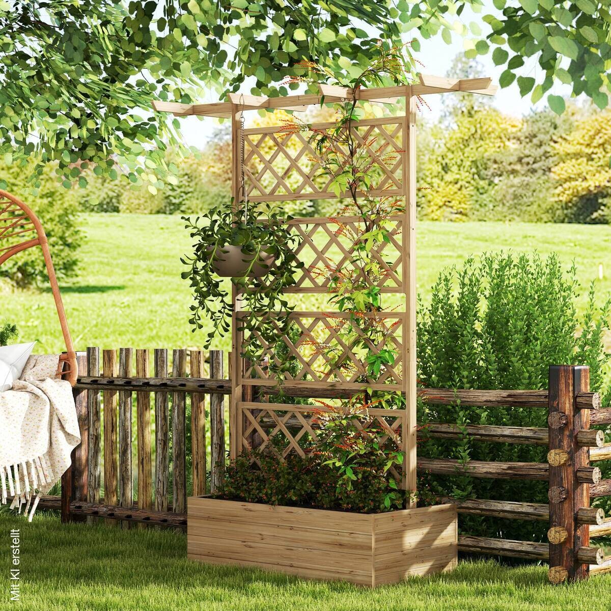 Outsunny Hochbeet natur Holz B/H/L: ca. 55x183x160 cm