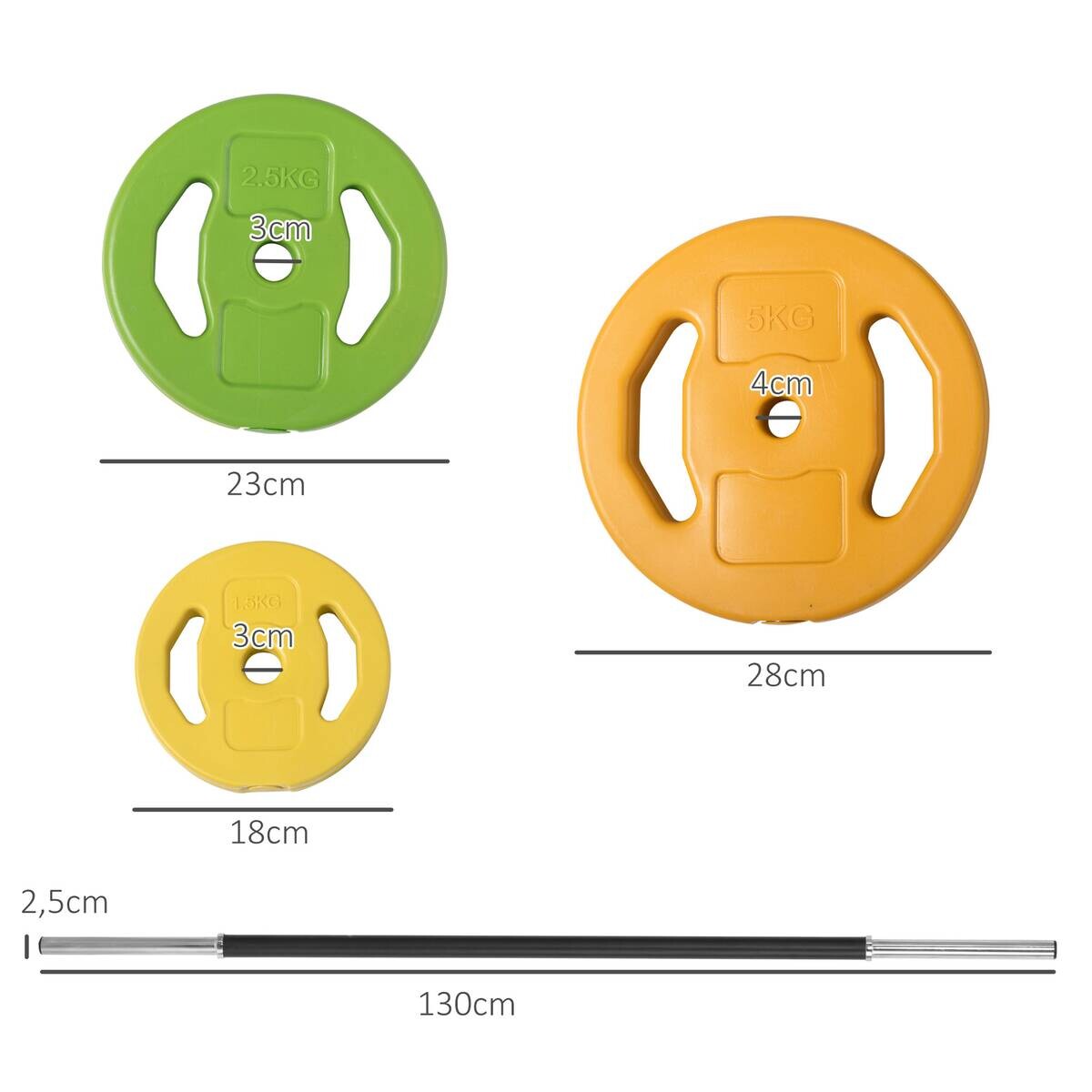 HOMCOM Hanteln Set orange Kunstleder B/H/L: ca. 28x28x130 cm