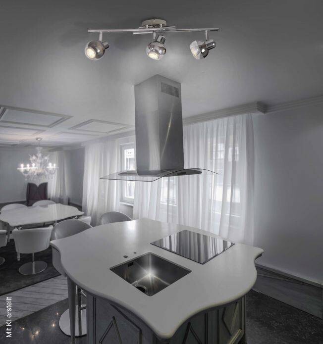 Näve Leuchten LED-Wand- Deckenleuchten NV1117642 Chrom Glas B/H/T: ca. 55x8x14 cm 3 Brennstellen
