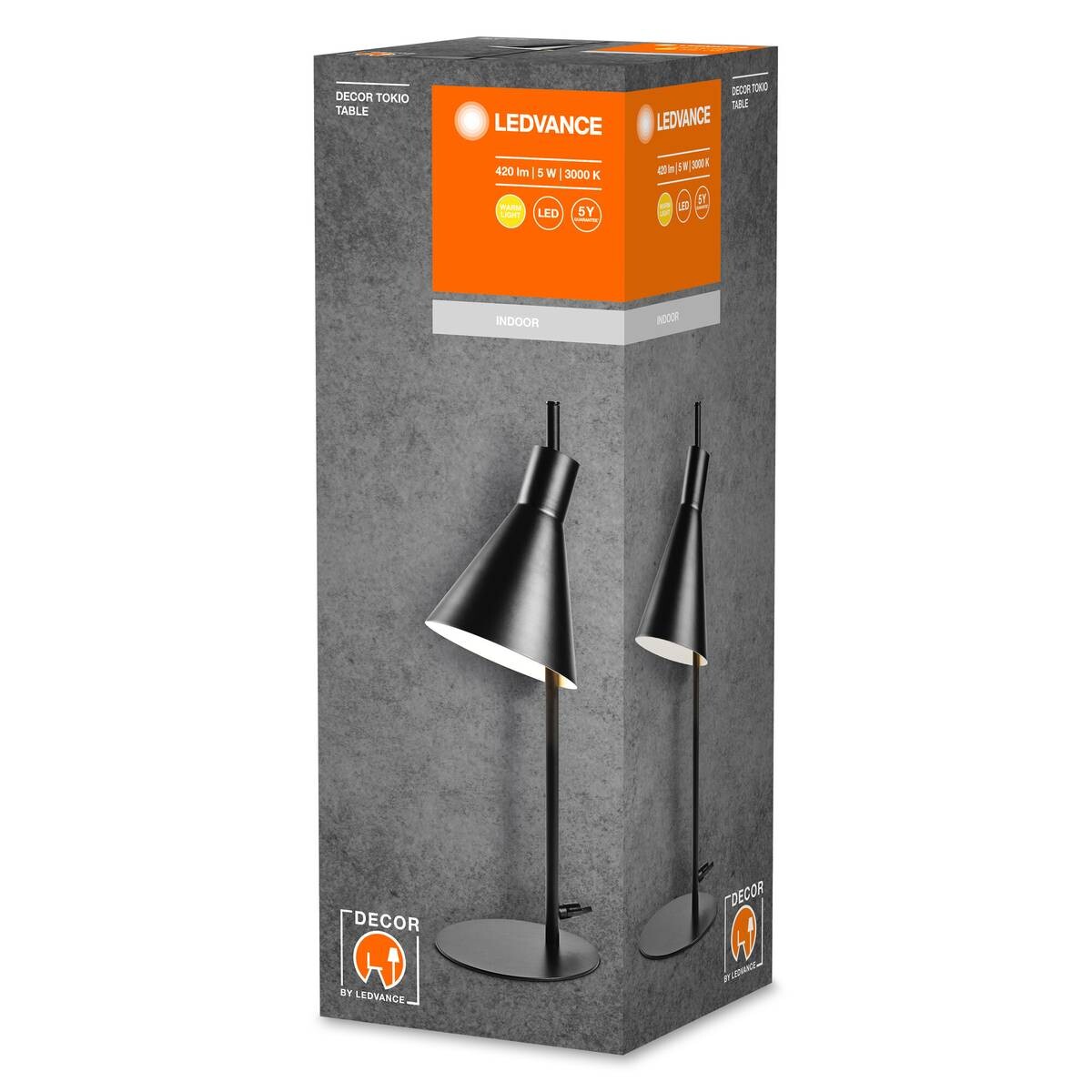 LEDVANCE Tischleuchte Tokio schwarz Metall B/H/L: ca. 15x44x16 cm