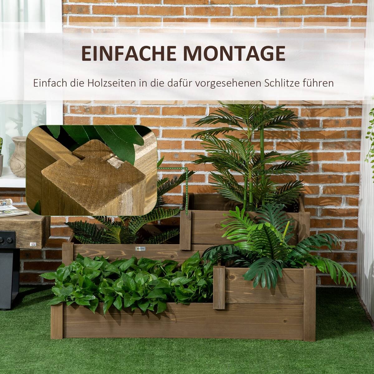Outsunny Hochbeet braun B/H/L: ca. 122x51x122 cm