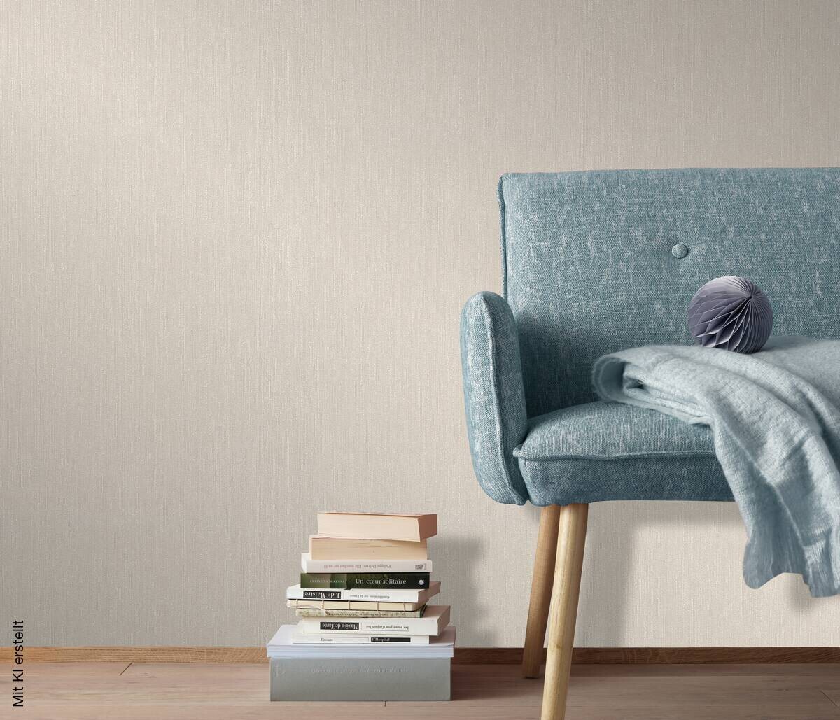 Erismann Vliestapete Uni Struktur beige weiß B/L: ca. 53x1005 cm