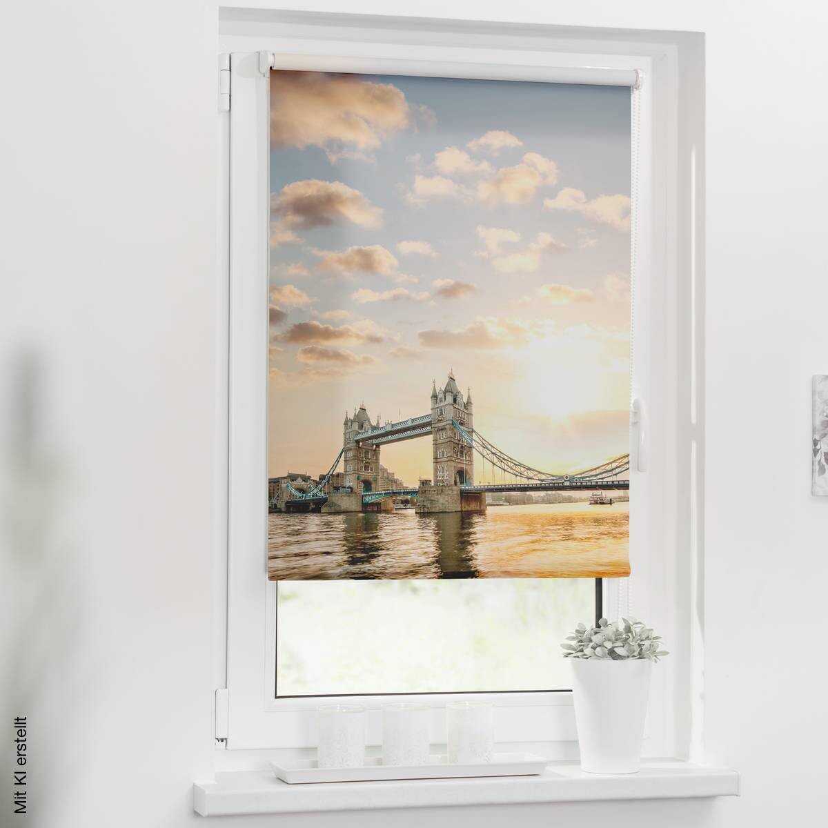 LICHTBLICK Verdunkelungsrollo Tower Bridge rot B/L: ca. 100x150 cm