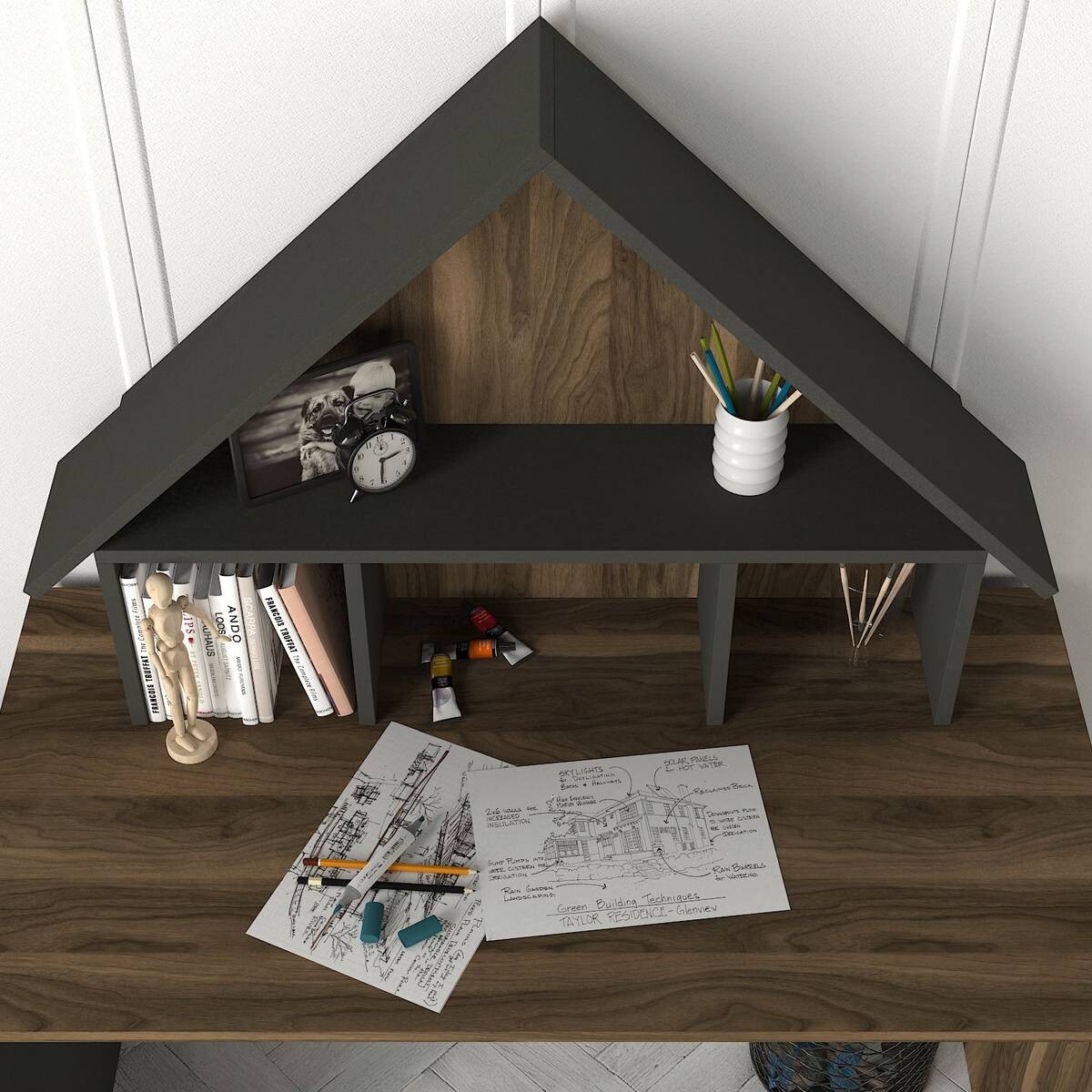 Schreibtisch Denver walnuss Nachbildung anthrazit B/H/T: ca. 120x148x60 cm