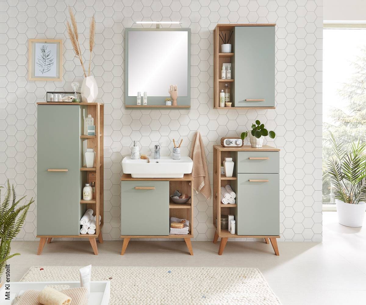 Badezimmer-Set Quickset 963 salbei Nachbildung Eiche Riviera Nachbildung B/H/T: ca. 161,5x200x33 cm