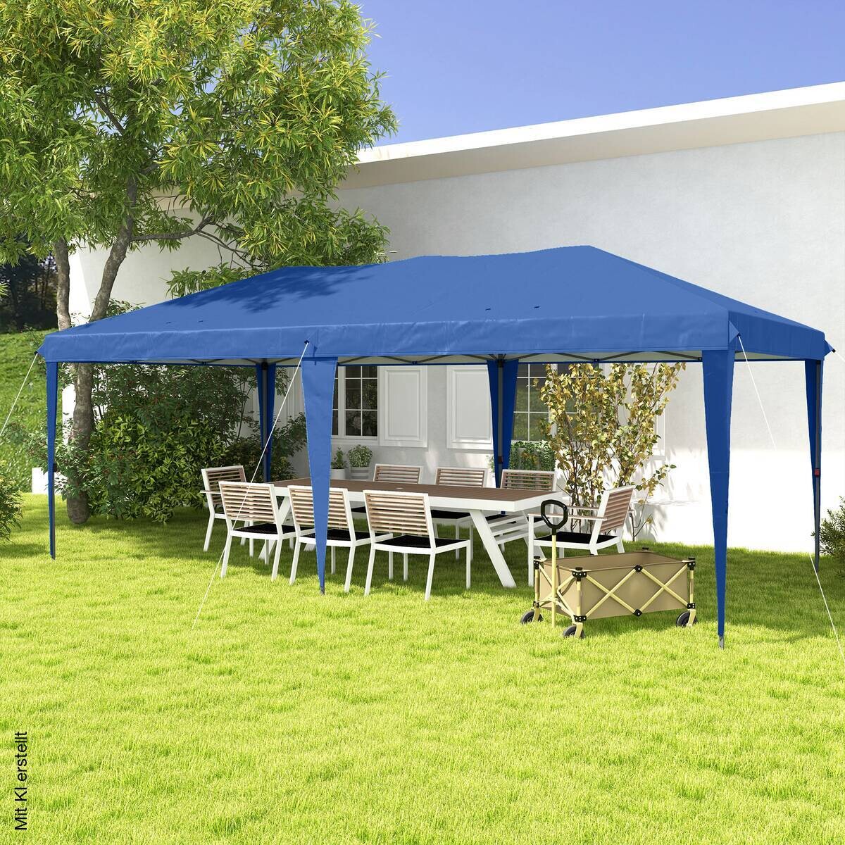 Outsunny Faltpavillon blau Polyester-Mischgewebe B/H/L: ca. 295x265x585 cm